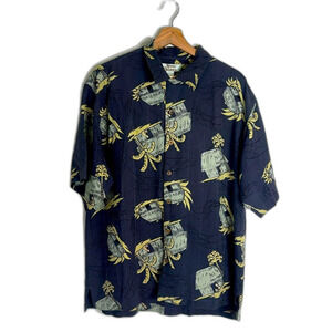 Tommy Bahama Mens Floral Hawaiian Silk Button Up Shirt Size large Beach Pool